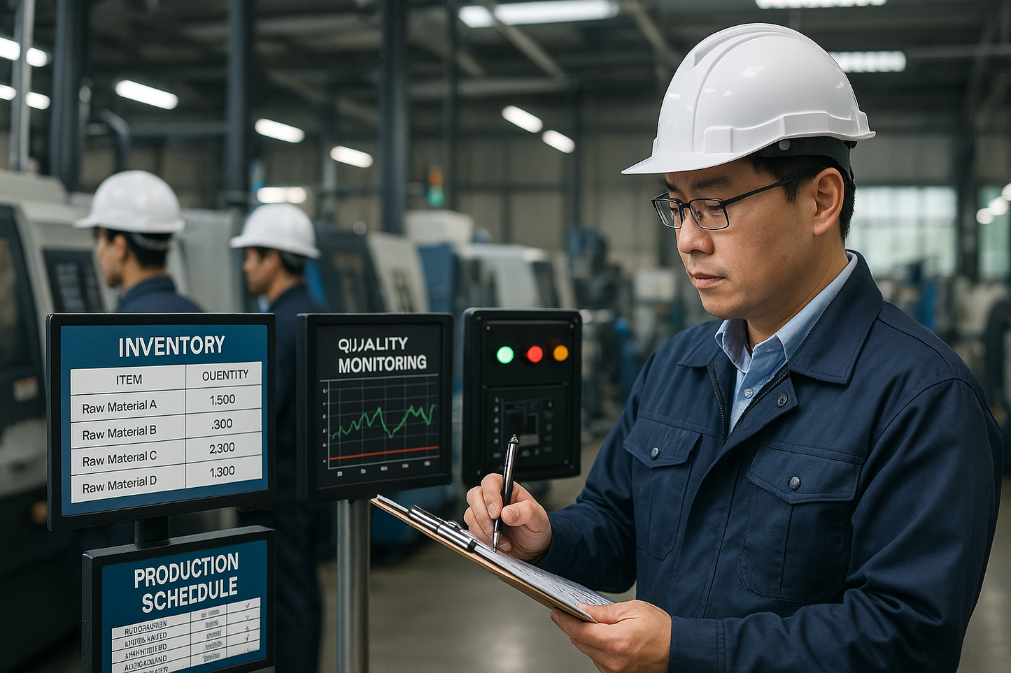 Chinese Production Monitoring Inspector Scene